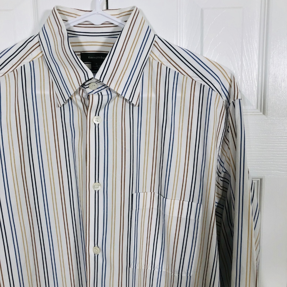 Ermenegildo Zegna Italian Striped Dress Shirt L - Picture 3 of 5